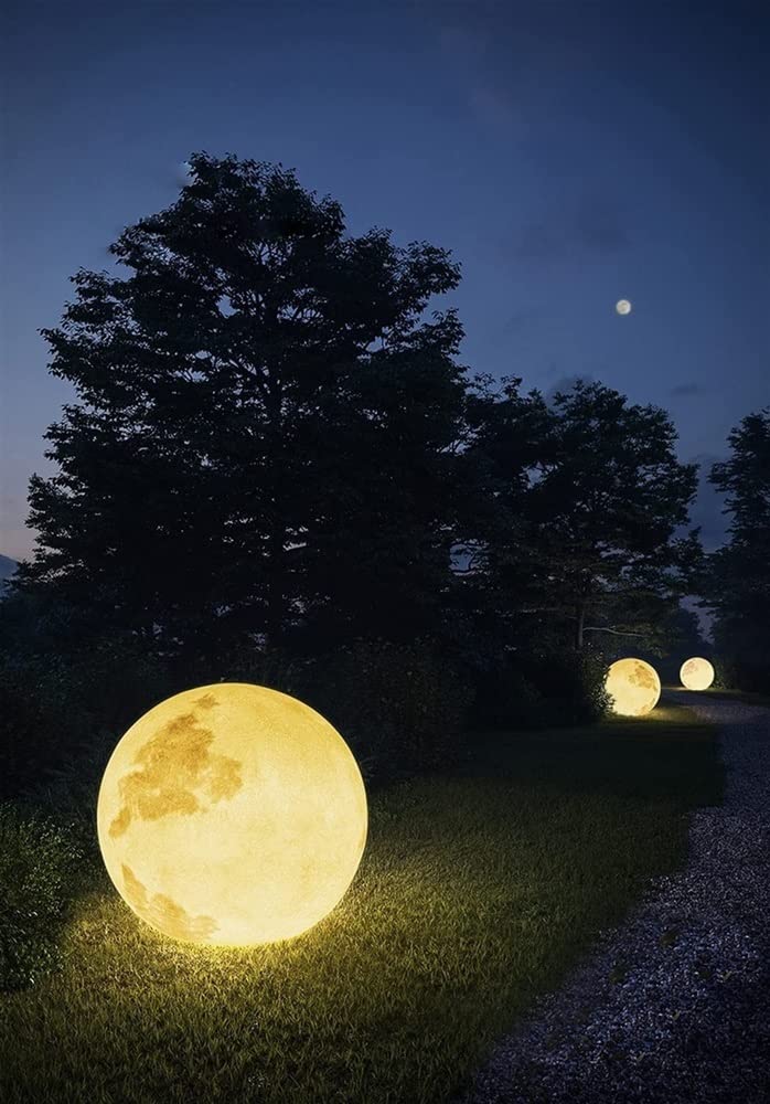 Nowoczesna lampa ścienna LED na zewnątrz, dekoracyjna lampa 3D w kształcie księżyca, możliwość ponownego napełnienia i ściemniania, idealna do ogrodu, trawnika, jadalni lub