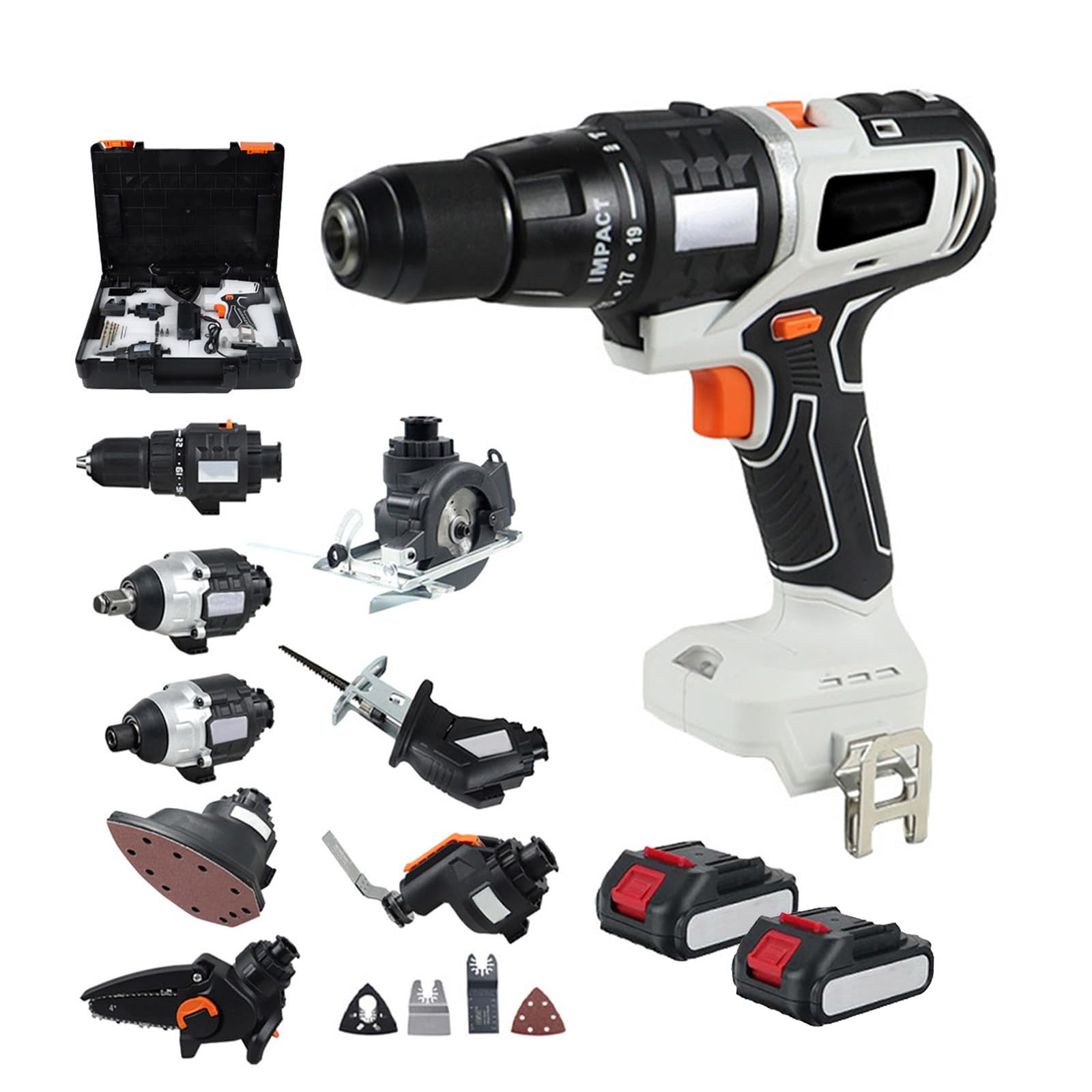 pealiritansemen 10 In 1 Brushless Power Tool Combo Kit, Cordless Woodworking Tool Set, Recip Saw Jig Saw Circular Saw Chainsaw Oscillating Tool, 2 X 4.0 Ah Battery & Tool Box