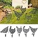 Loofu Huhn Metall Garten Dekoration Statue 5 Stück, Dekor Hof Art-Lebensechte Tier Silhouette Pfahl Huhn Silhouette Garten Pfahl, Geeignet zur Dekoration,Ihren Garten, Hinterhof, Rasen zu verschönern