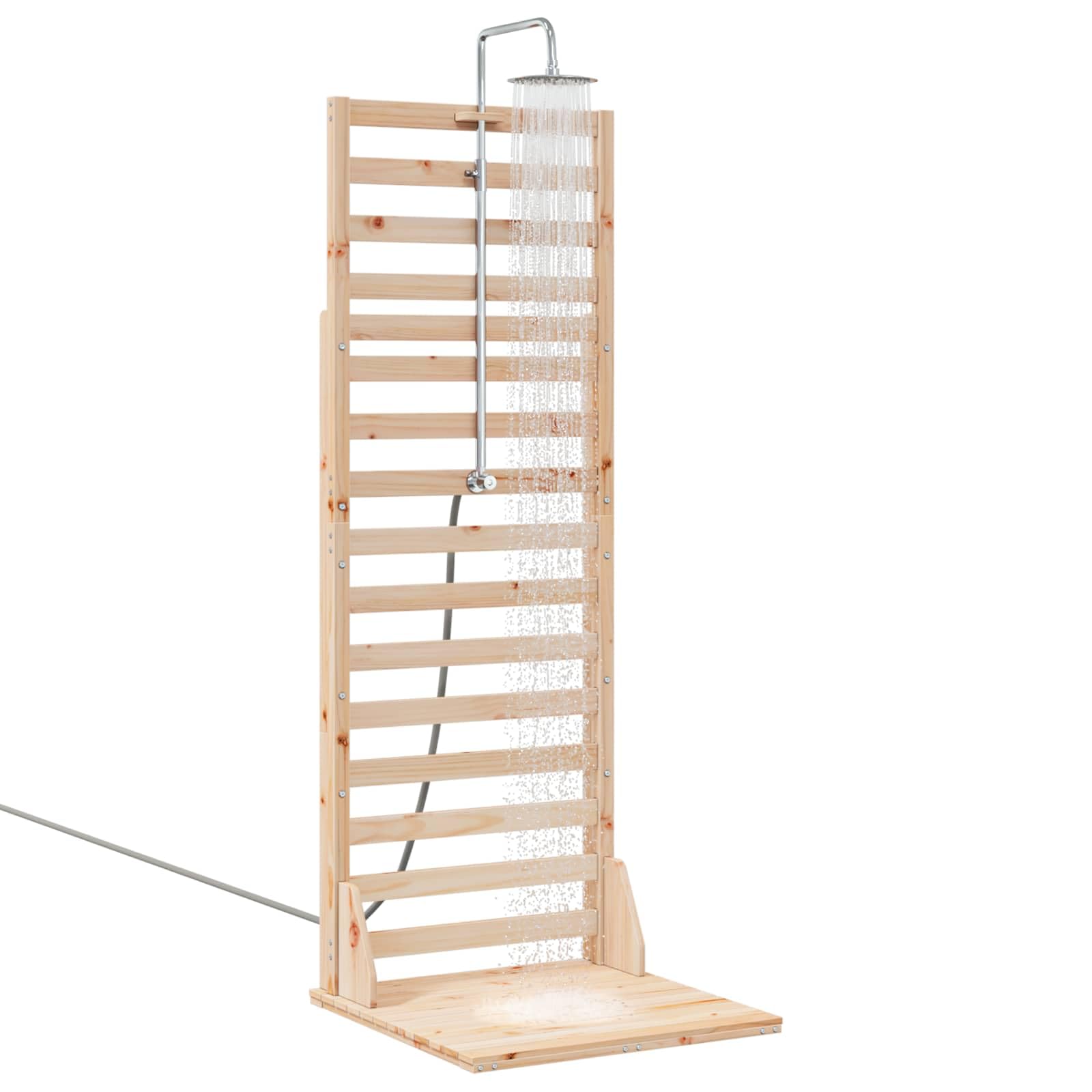 vidaXL Ducha Exterior 225 cm Madera Maciza de Pino y Acero Inoxidable