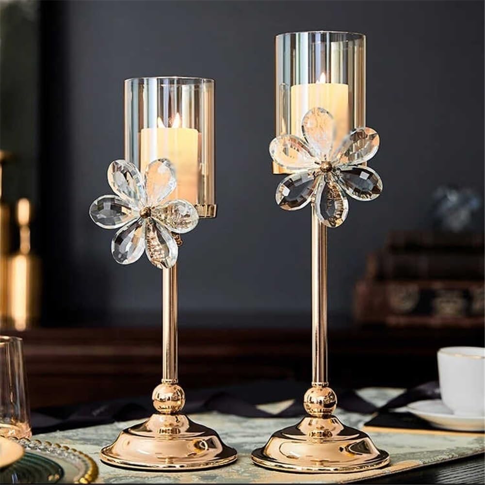 Portavelas Adornos De Decoración Mesa Candelabro Decoración(Amber,Medio)