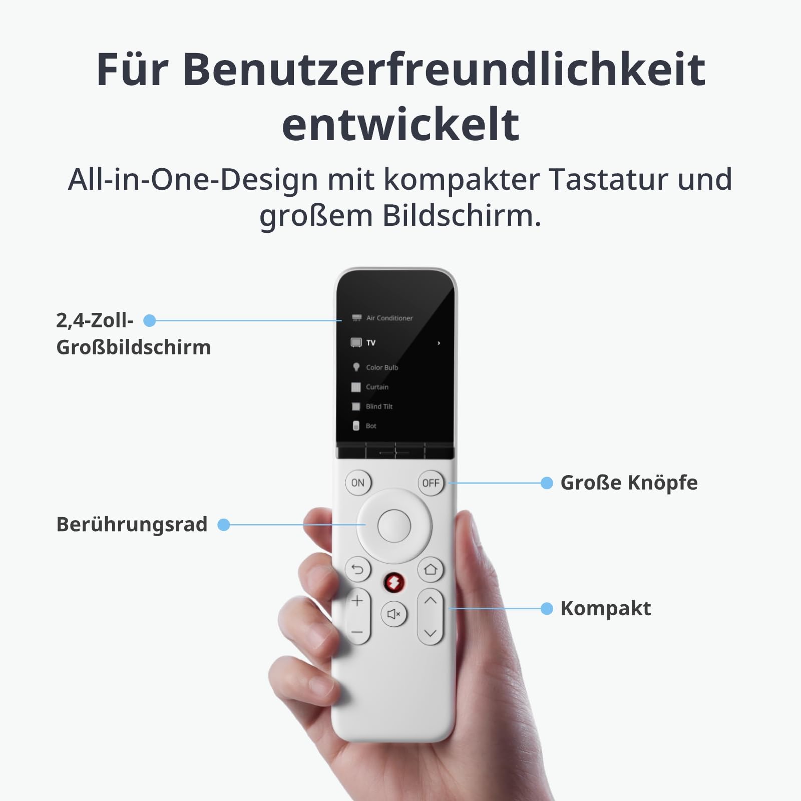 SwitchBot Universal Remote mit Hub Mini Matter Enabled, All-in-One-Smart-Fernbedienung mit anpassbarer App, steuert IR-/Bluetooth-Geräte, kompatibel mit TV/Klimaanlage/SwitchBots und vielem mehr