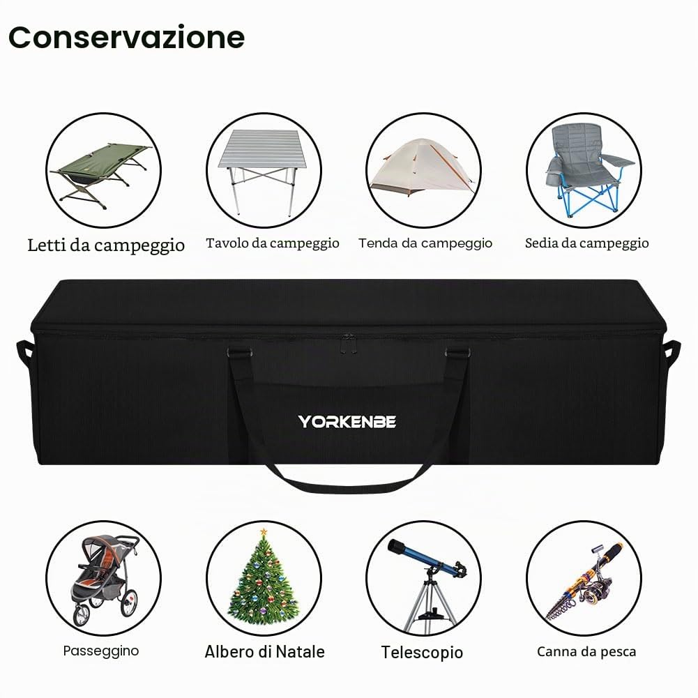 Borsone extra large da 190 l, resistente all'acqua, con cerniera di aggiornamento, per riporre la tenda con imboccatura grande e manici imbottiti