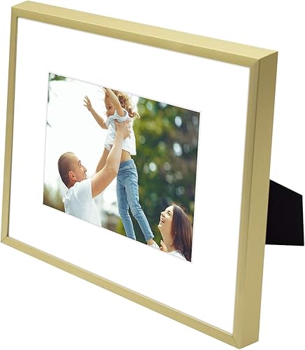 Vista 64 de Golden State Art - Marcos de fotos de metal de 8 x 10 pulgadas con paspartú para fotos de 5 x 7 - Juego de 4 portarretratos de aluminio de 8 x 10