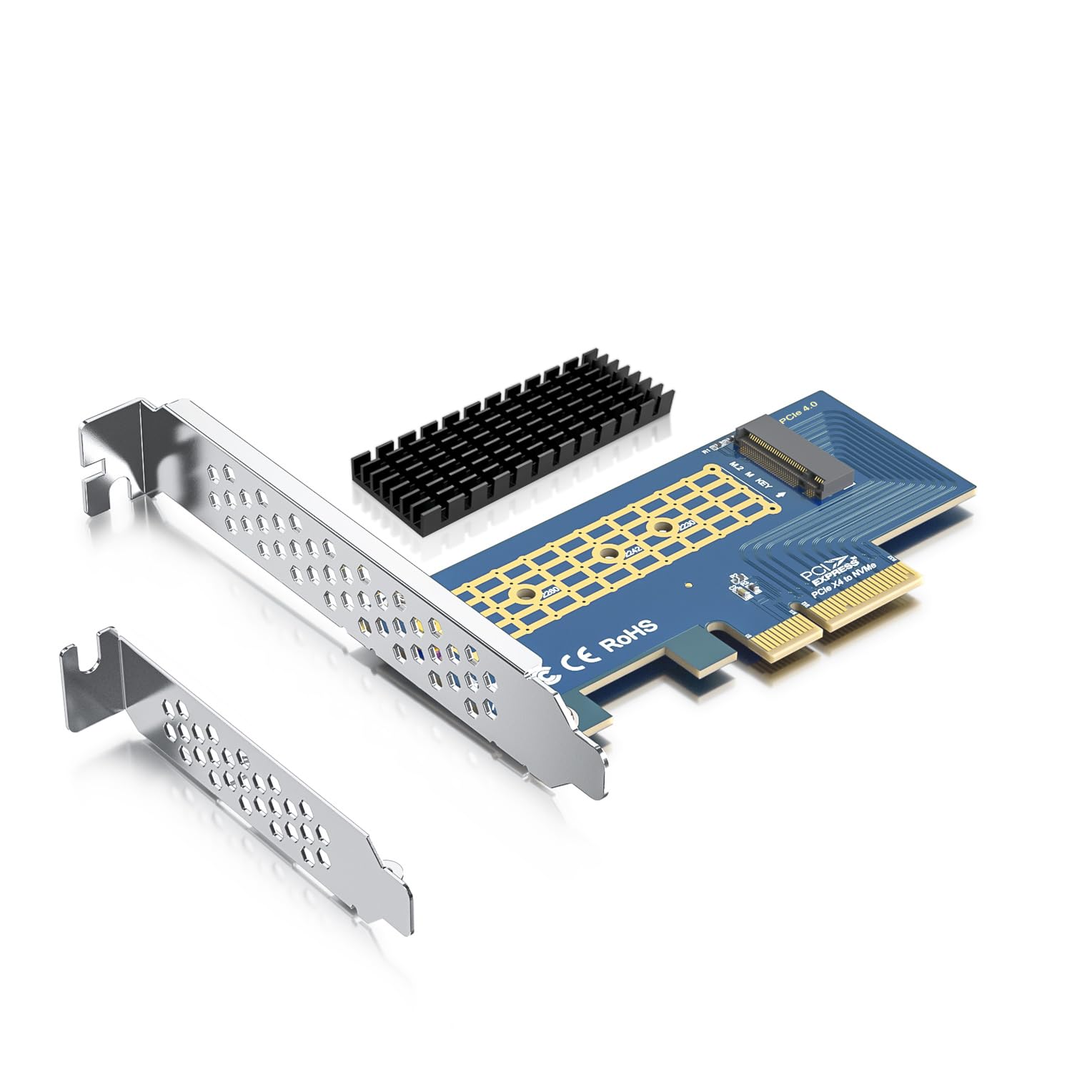 pcie to m.2 adapter, pcie 3.0 x4 to nvme m.2 adapter (1 port) for m.2 (m key) ssd,supports m.2 ssds (nvme and ahci): 2230, 2242, 2260 and 2280 drives