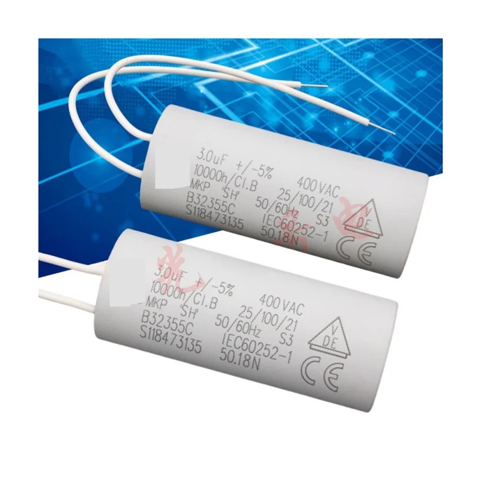 Condensateur 3uF 400VAC B32355C permanent pour moteur électrique monophasé de pompe et ventilateur