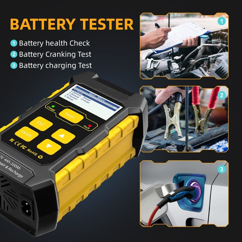 Batterietester KW510 12V Auto-Batterie-Tester voll automatische 5A Auto-Ladegerät 3 in 1 Wet Dry Agm Gel Blei-Säure-Pulse-Reparatur-Werkzeuge