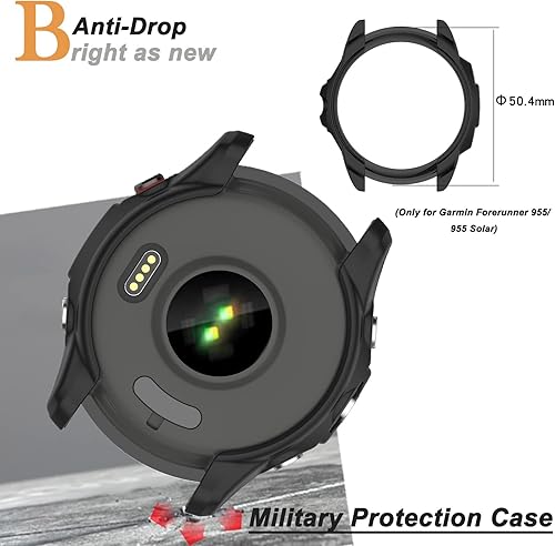 Miniatura 5 de Miimall Compatible con Garmin Forerunner 955 Caso, resistente a los arañazos, TPU Militar Funda de protección para Garmin Forerunner 955955 Solar
