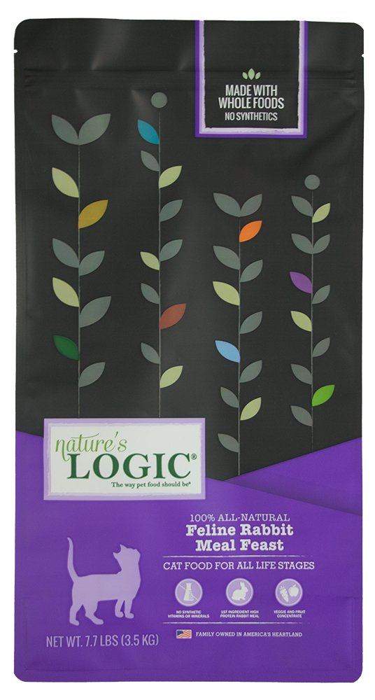 NATURE'S LOGICFeline Meal Feast Cat Food - High-Protein Dry Food for Cats, 100% Natural Nutrition with Probiotics & Prebiotics - All Life Stages - Rabbit, 7.7lbs