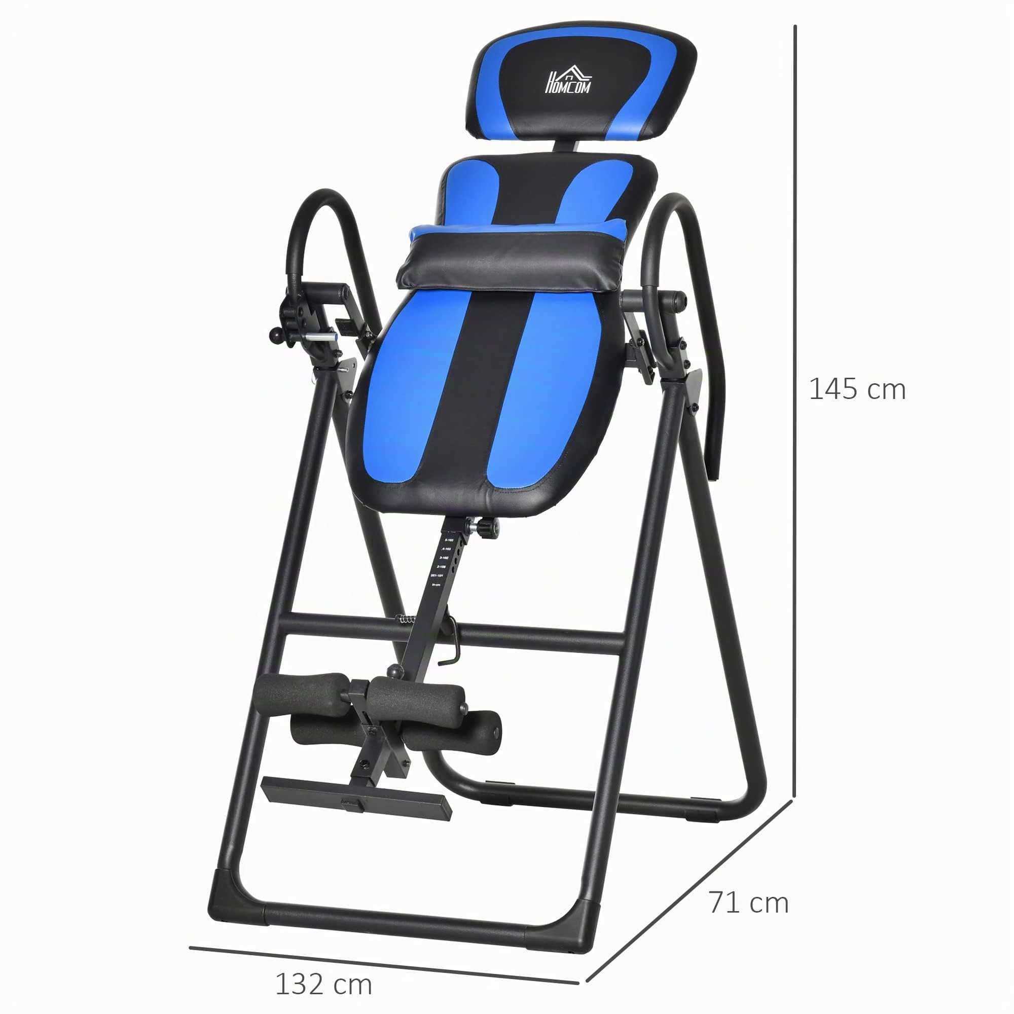 HOMCOM Inversionsbank Klappbarer Heimtrainer 132x71x145 cm Schwarz+Blau