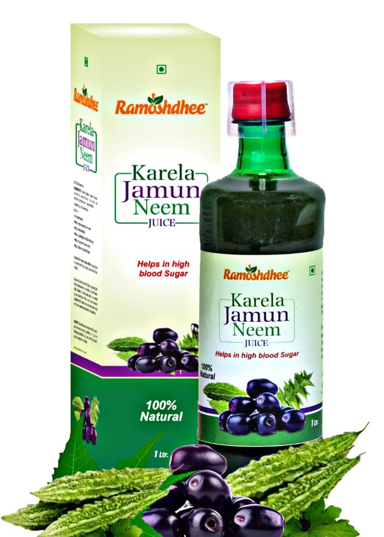 Ramoshdhee Karela Jamun Neem Juice | Support Maintain Blood Pressure | Diabetic Care | 1L