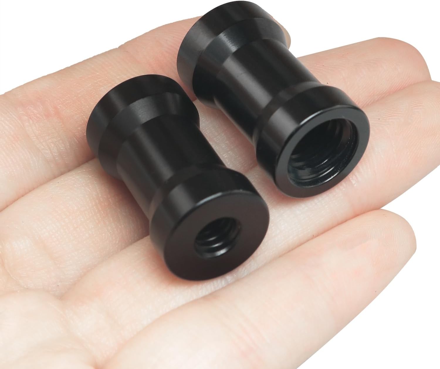 2PCS Tripod Light Stand Adapter 1/4-20 to 3/8-16 Female to Female Screw Converter for Tripods Monopods Rail Systems Light Stands Ball Head Flash Trigger Receivers Black Color
