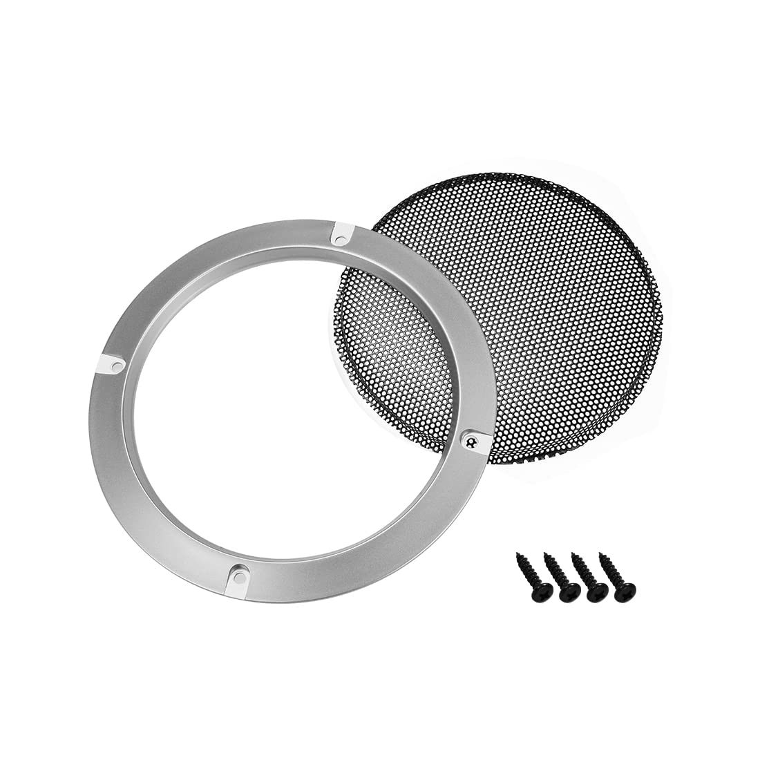 sourcing map 4 Piezas 4" Altavoz Rejilla Malla Decorativa Círculo Woofer Guardia Protector Cubierta Audio Accesorios Plata
