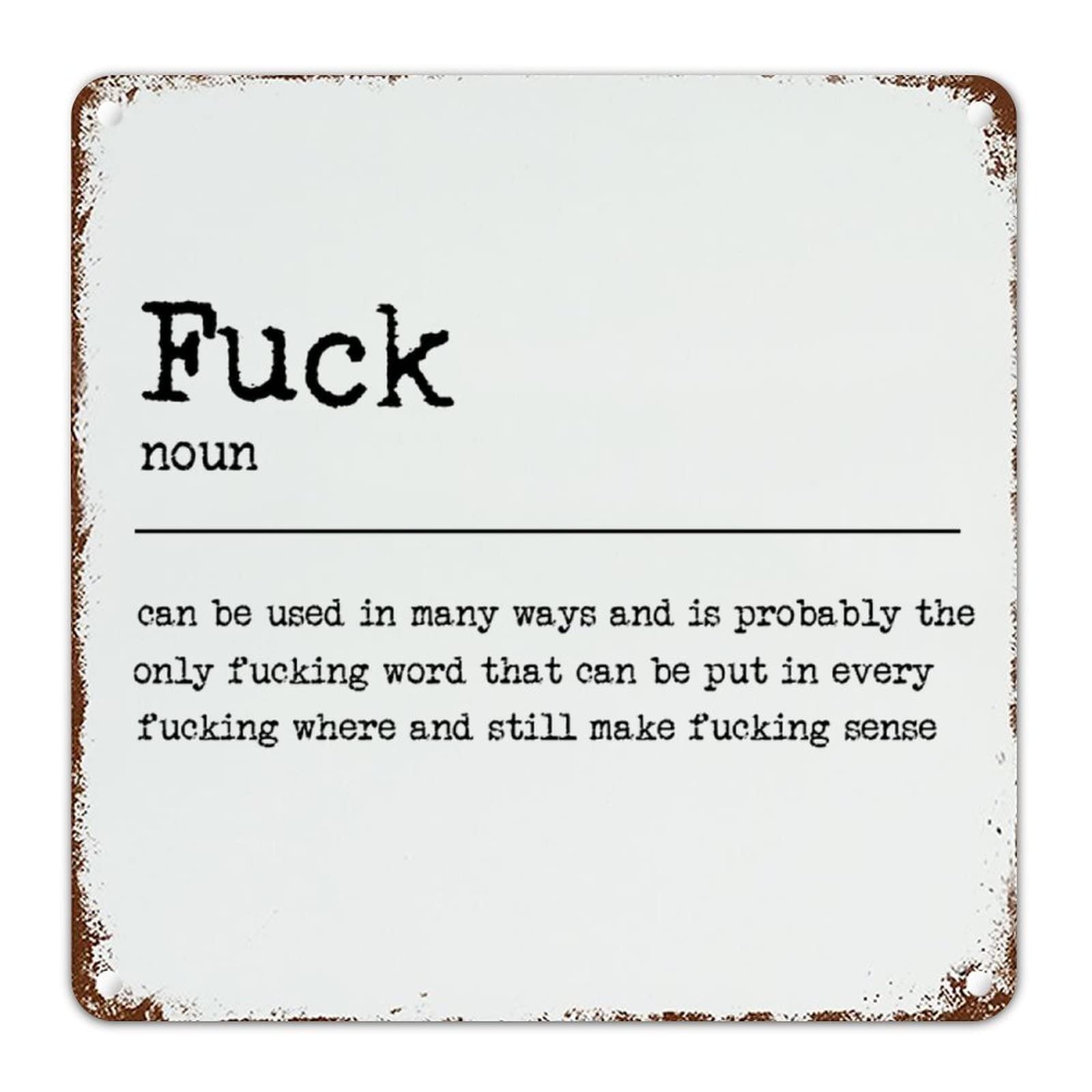 Cowkisssign Men's Fuck Metal Plaque Tin Sign Noun Definition Retro Wall Decoration Plaques Definition Cave Signs Dictionary Artwork Sign For Yard Garage Bar Coffee Garden 10X10in