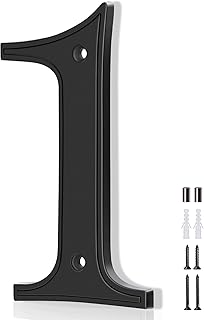 House Numbers 1, Emotionlite House Address Numbers, Black Large Modern House Numbers for Outside, Metal Mailbox Number, 5" Zinc Alloy Style