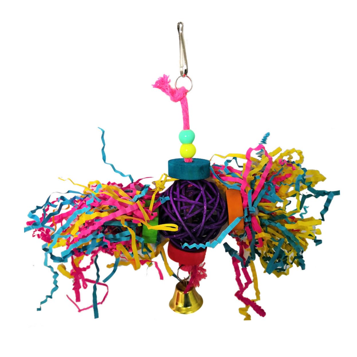 Angoily 9 Piezas Juguetes cacatúa Loro Hamaca Campana Juguetes Juego de Madera Juguete de Jaula de pájaro pequeñas Herramientas de Aves Bolas de Seda de Loro morder Juego de 3 Piezas Bambú