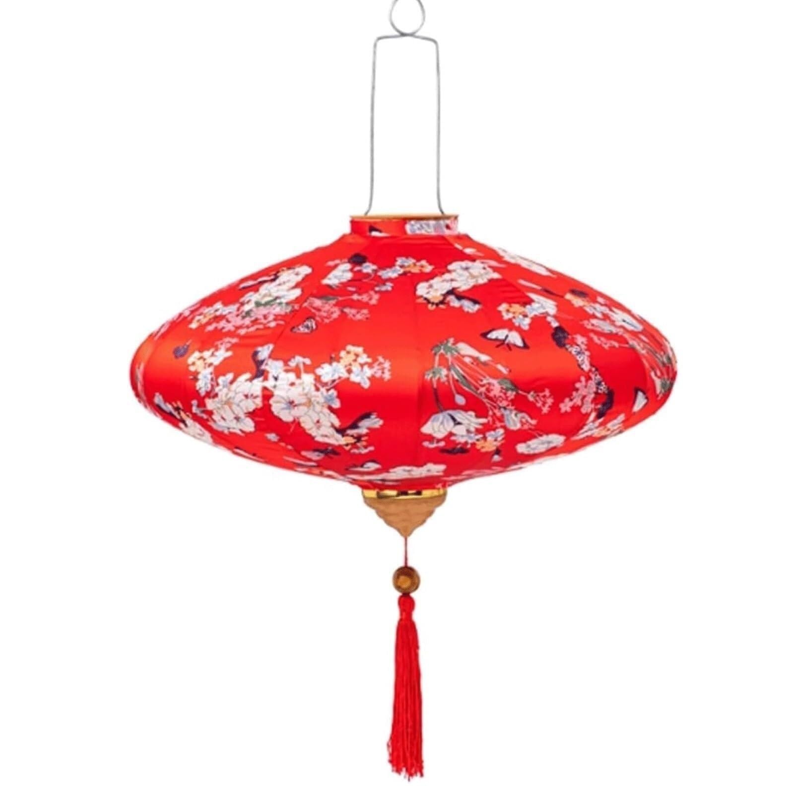 Asian Lantern, Chinese Floral Pattern Lantern Traditional Vietnamese Japanese Silk Hanging for Home Outdoor Garden Wedding Party Decoration(Rojo,14inch)