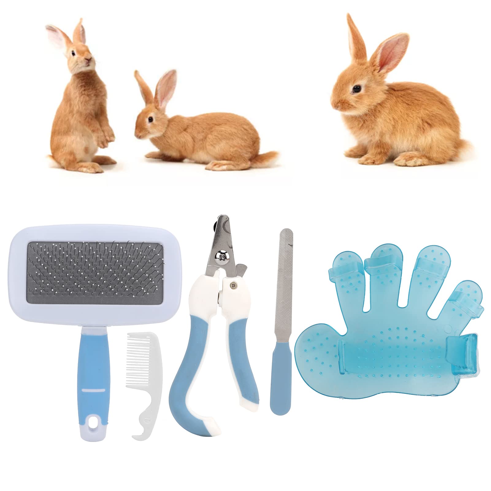 Jinyi Kit per la toelettatura dei Conigli, Pulizia Profonda Comodo Set per la toelettatura dei Piccoli Animali umanizzato Veloce per Piccoli Animali(Piccolo Blu)