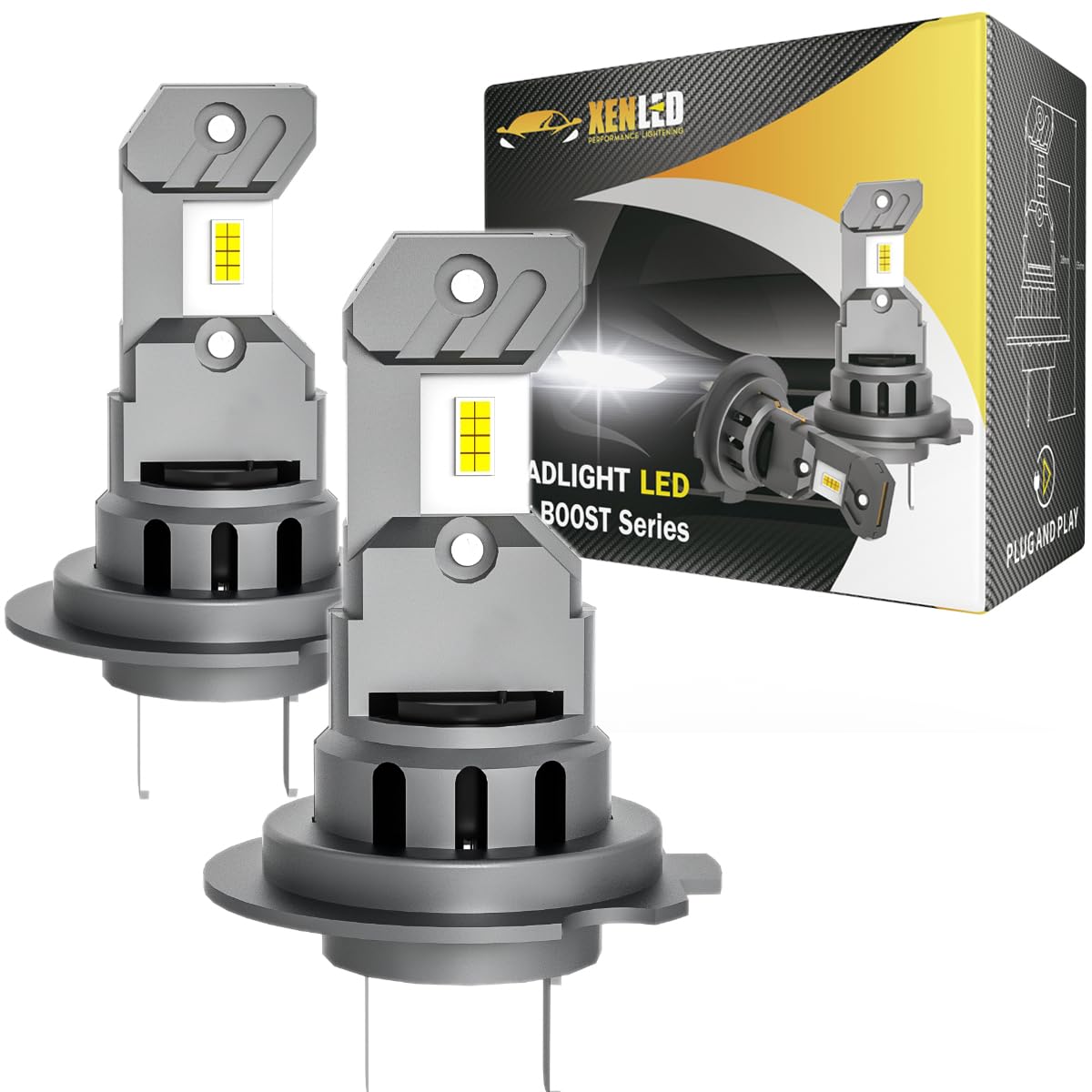Bombillas LED H7 6000 K 3500 lms 30 W Canbus, lote de 2, para coche, motocicleta, Plug&Play – Potente – Silenciador – DC12 V – Reemplazo Halógeno