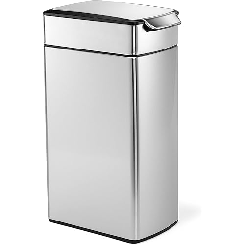 simplehuman 40 Liter / 10.6 Gallon Slim Touch-Bar Kitchen Trash Can, Brushed Stainless Steel