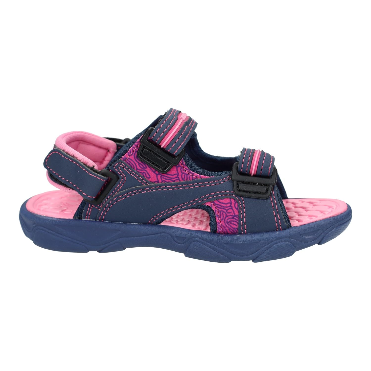 Joma SOCEJS2443V Sandalias de Verano para niñas, Color Azul Marino y Fucsia, con Cinta Textil Adhesiva, Sandalias de Goma para niñas NIÑA Sandalias