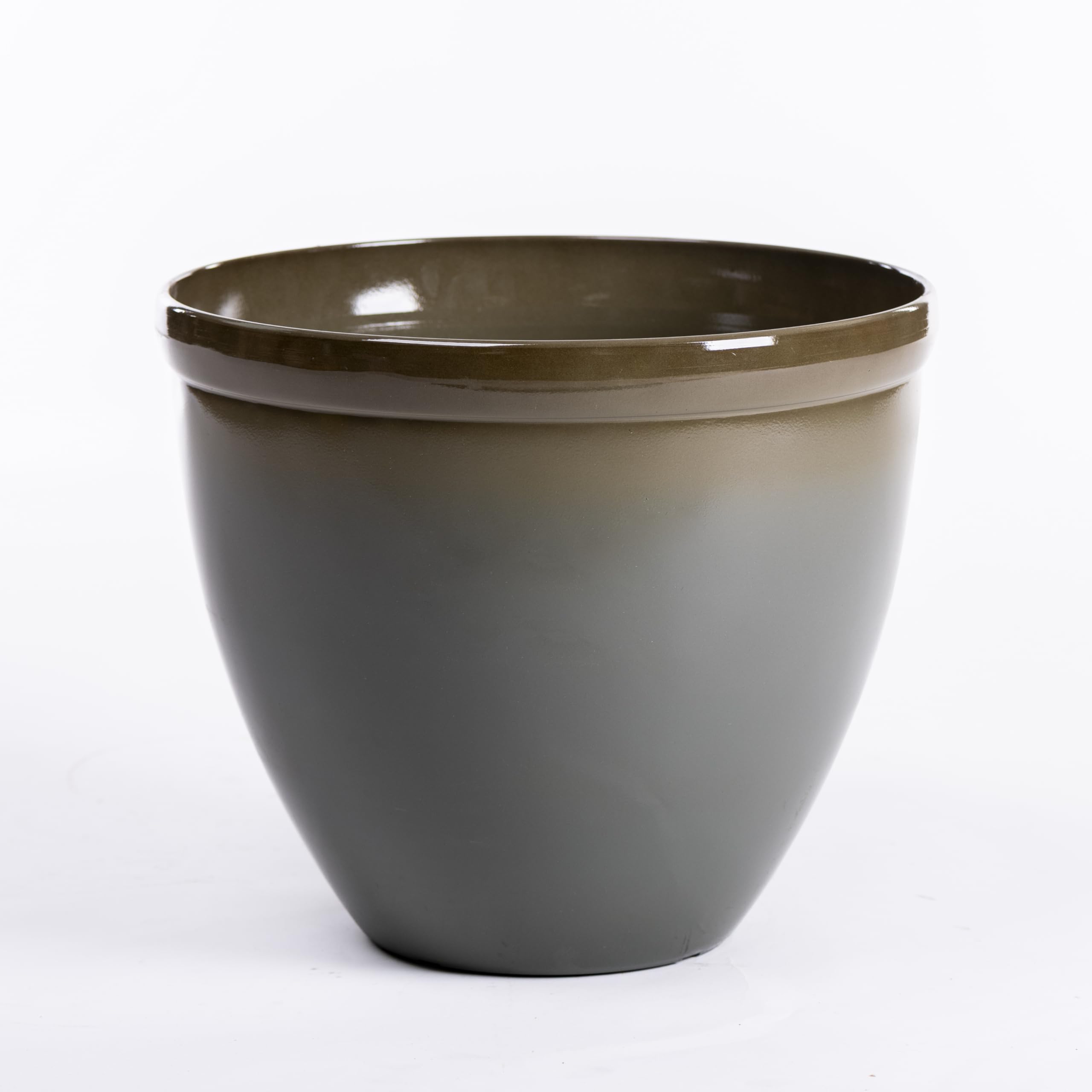Garden Gear Outdoor Planter Olive Glazed Effect Samaria Plant Pot UV Resistant Weatherproof Frost Proof Recycled Plastic Stone Mix (Medium x1)