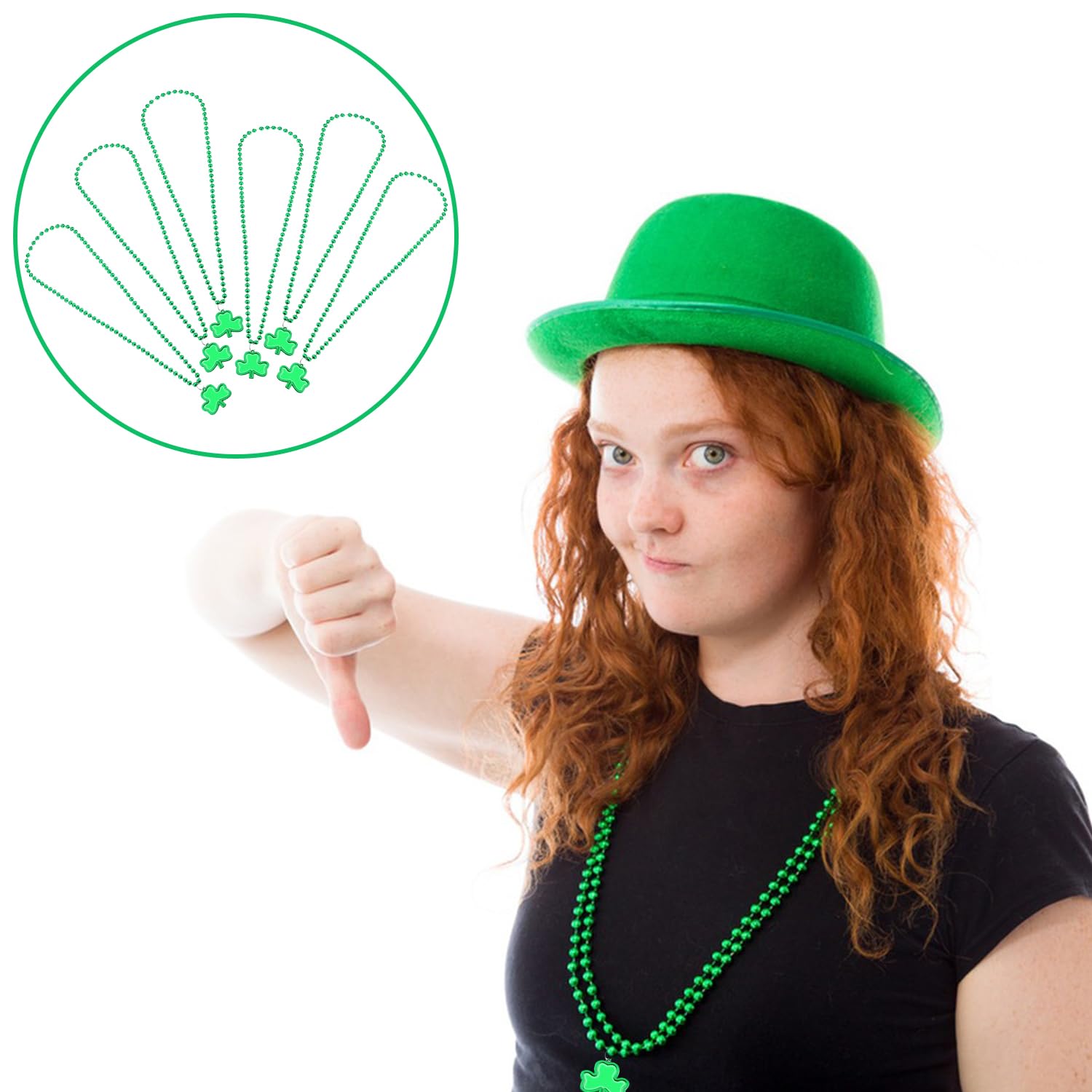 MEISH Green Shamrock Beads Necklaces St Patrick's Day Necklace Clover Shape Plastic Bead Necklaces for St Patrick's Day Decoration Party Supplies (6) - Image 3