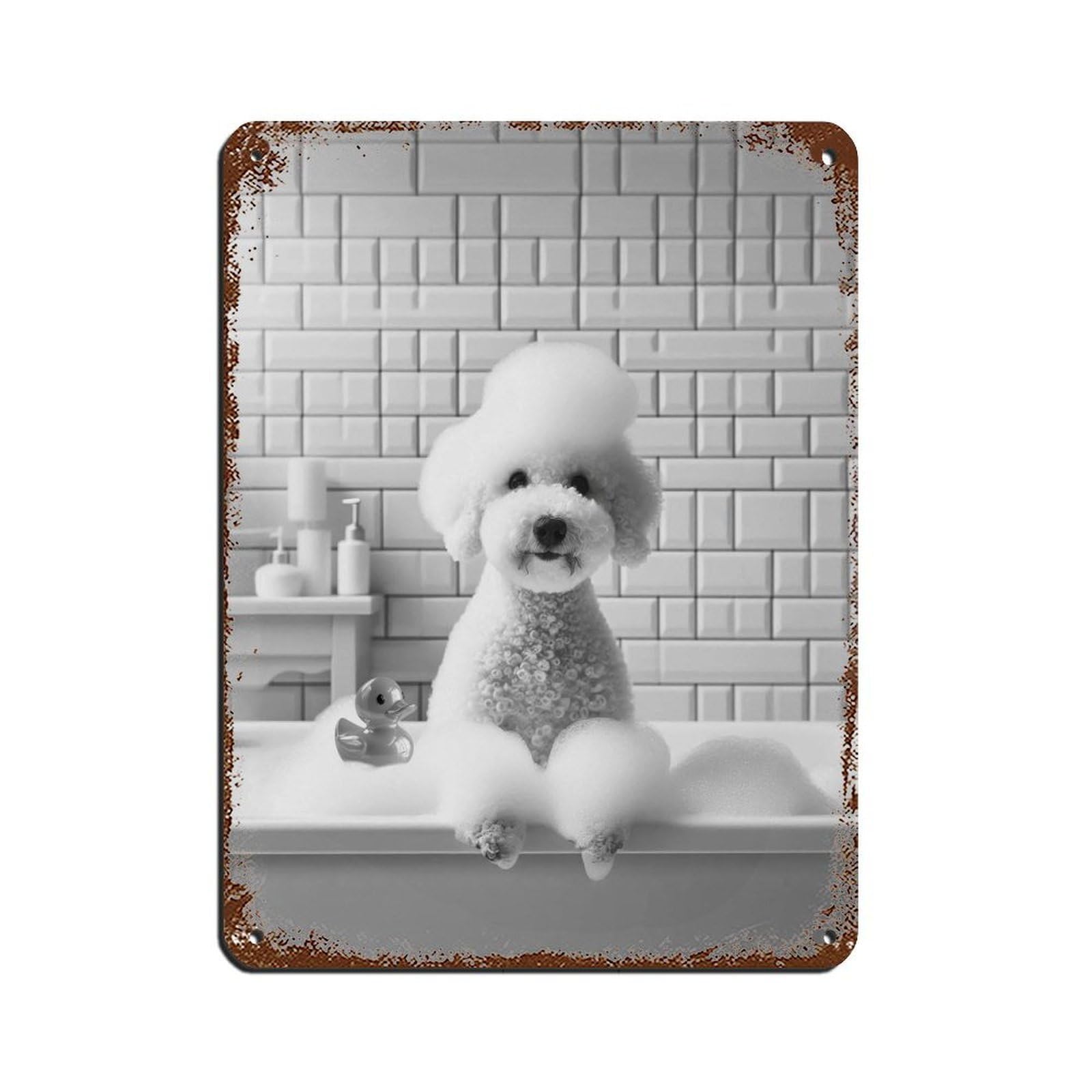 Bedlington Terrier, Funny Bathroom Decor Tin Sign Vintage Metal Pub Club Cafe Bar Home Wall Art Decoration Poster Retro 12x16inch(30x40cm)