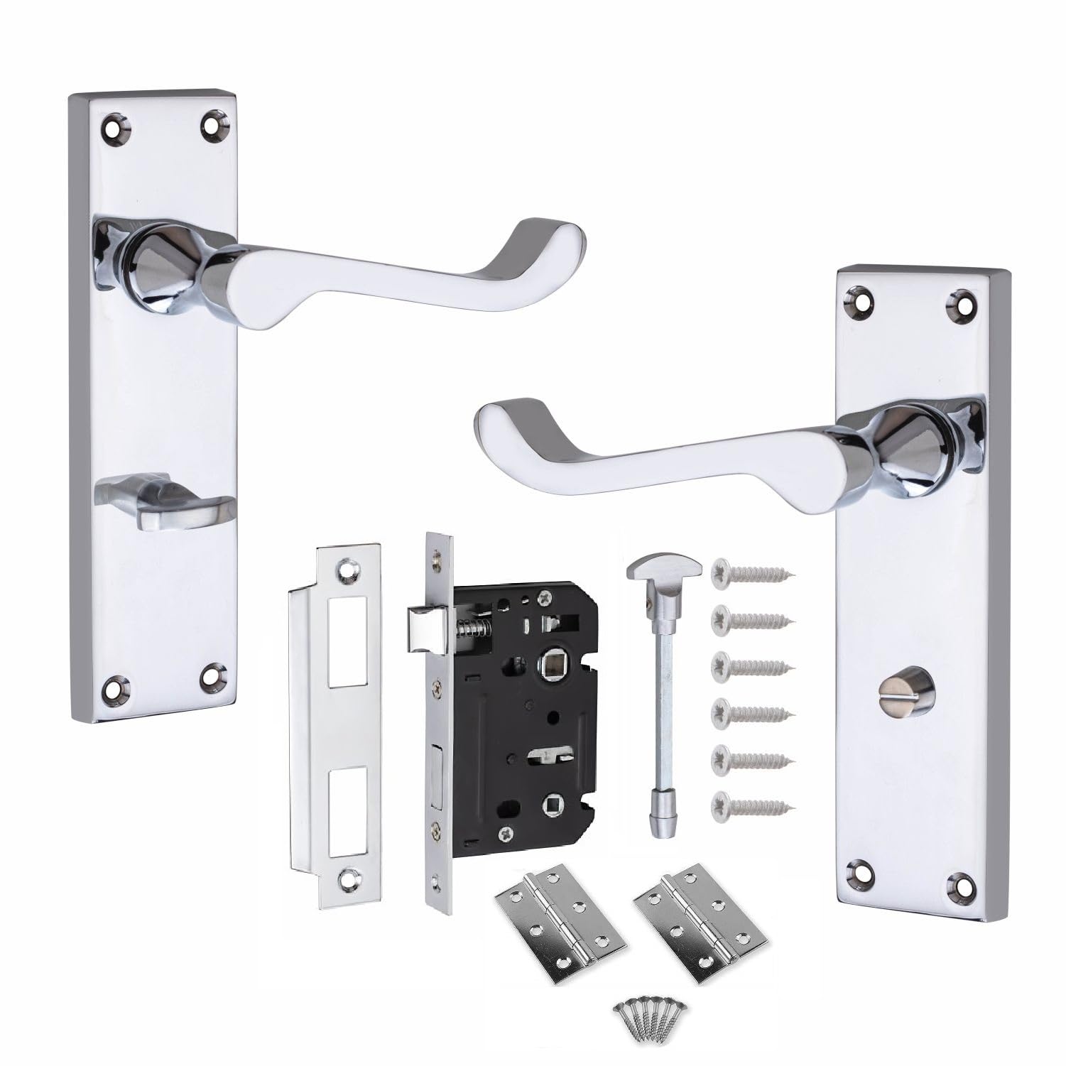 Golden Grace Victorian Scroll Bathroom Lock Set Polished Chrome