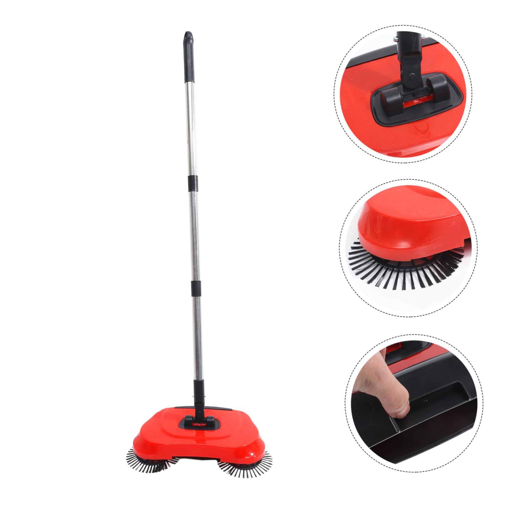 GLSTOY Hand Push Sweeper Broom 360° Rotating Head Manual Floor Sweeper for Hard Floors