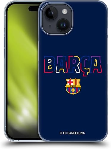 Head Case Designs Funda rígida con licencia oficial del FC Barcelona Neon Barca Graphics compatible con Apple iPhone 15