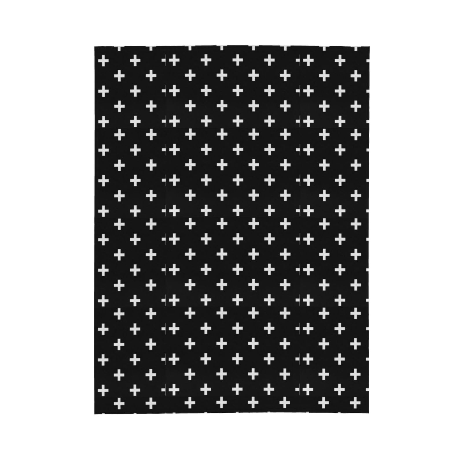 Schwarz Weiß Schweizerkreuz Schwarz,Decke, warme Flanell-Fleece-Plüsch-Überwurfdecke für Bettwäsche, Sofa und Reisen, 152,4 x 203,2 cm