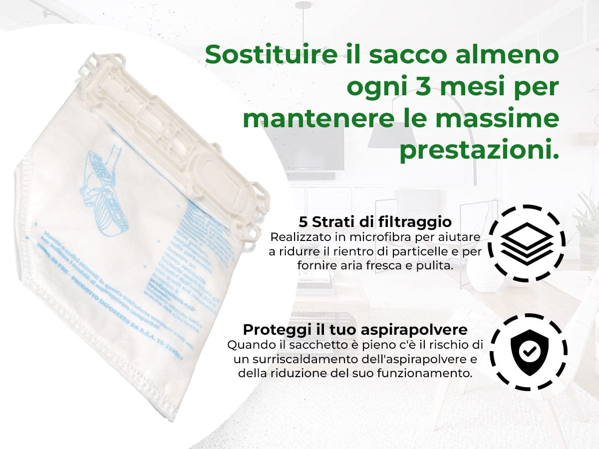 BSSTORE 6 Sacchetti Microfibra Per Vorwerk VK135 VK136 – 5 Strati Filtro (eq. 45030) - 2