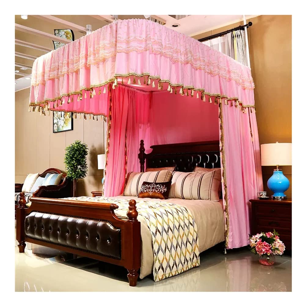 Moustiquaire à baldaquin rideau de lit rose 135x200cm chambre fille