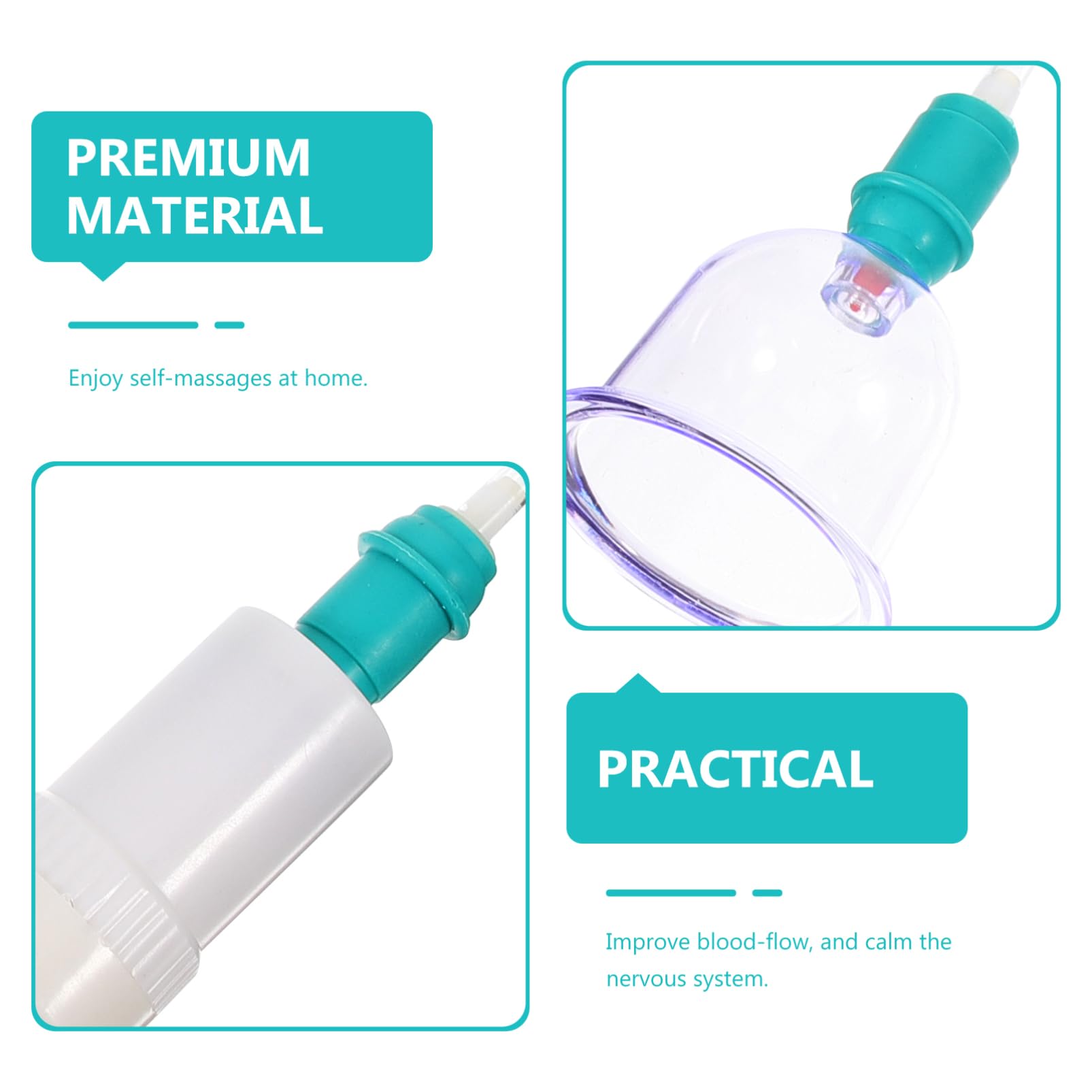 Kit de Ventouses à Vide pour Massage à Domicile, Accessoire de Massage en Plastique, Relaxation Musculaire et Ouverture Douce, 1 Set Fiable