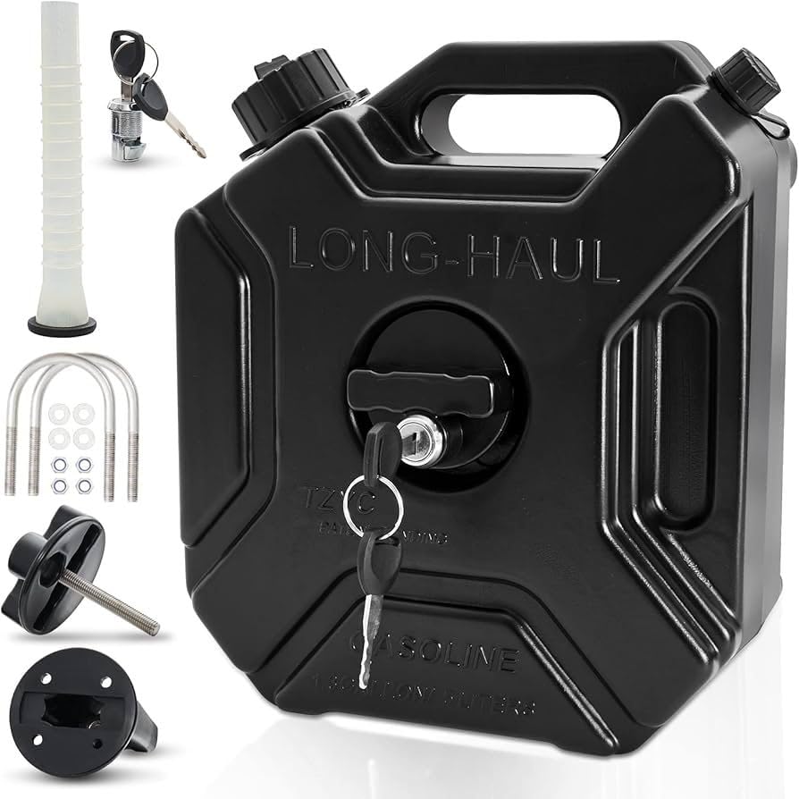 Black Jerry Can Cap For Motorcycle | Fuel Container Heavy Duty construction for Petrol diesel kerosene Storage Universal And Comfort For All Car Bike 5 Liter Fuel Jerry Can With Clamp 1PC-image-25