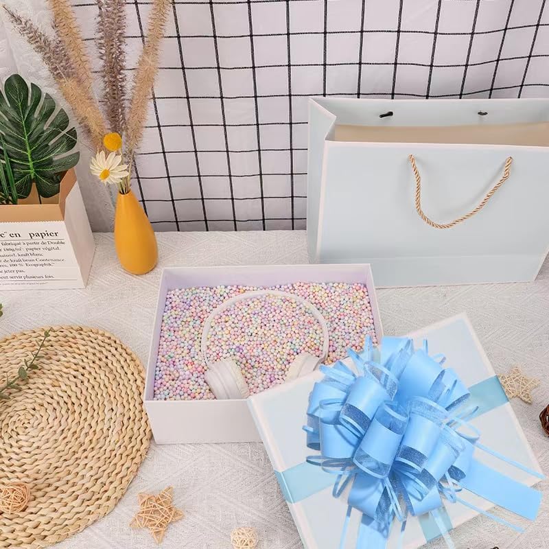 6 PCS Large Pull Bows,Bow for Gift Wrapping,Gifts Decorations,6″ Party Wedding Ribbon Bows for Wrapping Boxes or Flower Decorations,Presents or Christmas Tree (Blue) - Image 3