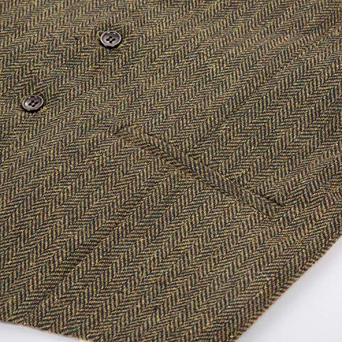 Men's British Herringbone Suit Vest Wool Blend Tweed Wedding Waistcoat Coffee M #TOP5