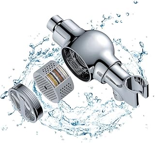 Luxsego Shower Head Holder with Filters, Adjustable Shower Wand Bracket with Brass Joint Ball fits Universal Handheld Hose, Water Softener Filtered Shower Head Holders, Reduces Dry Itchy Skin - Chrome