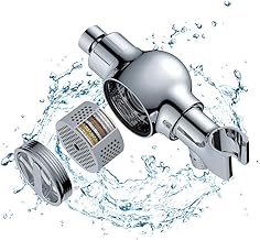 Luxsego Shower Head Holder with Filters, Adjustable Shower Wand Bracket with Brass Joint Ball fits Universal Handheld Hose, Water Softener Filtered Shower Head Holders, Reduces Dry Itchy Skin - Chrome