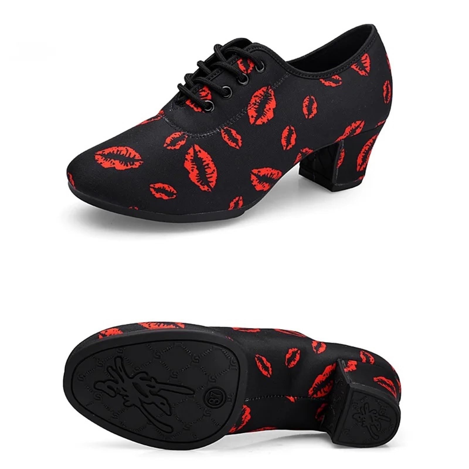 Soft Sole Unisex Dance Shoes Ballroom Dancing Modern Tango Jazz Performance Practise Shoes(Rubber sole 5cm,39)