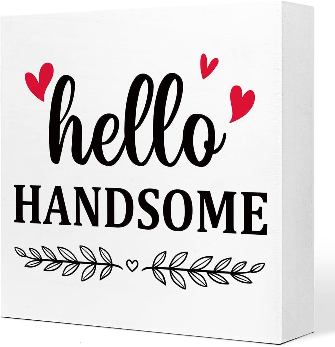7x7 Inch Hello Handsome Box Sign, Farmhouse Bathroom Decor