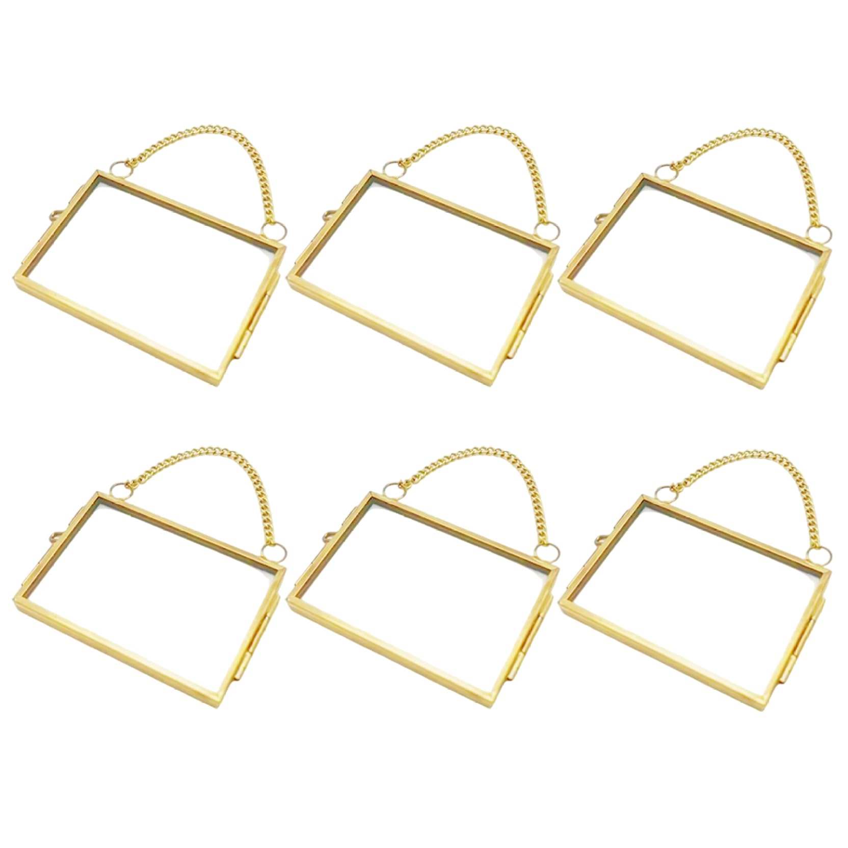 Petits Cadres Photo Verre Suspendu Mini Or 6 Pcs, Cadeau Idéal pour Souvenirs