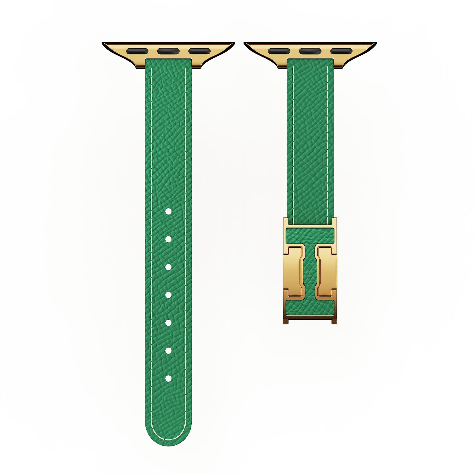 Bracelet fin en cuir compatible avec l'Apple Watch brevetée avec boucle H