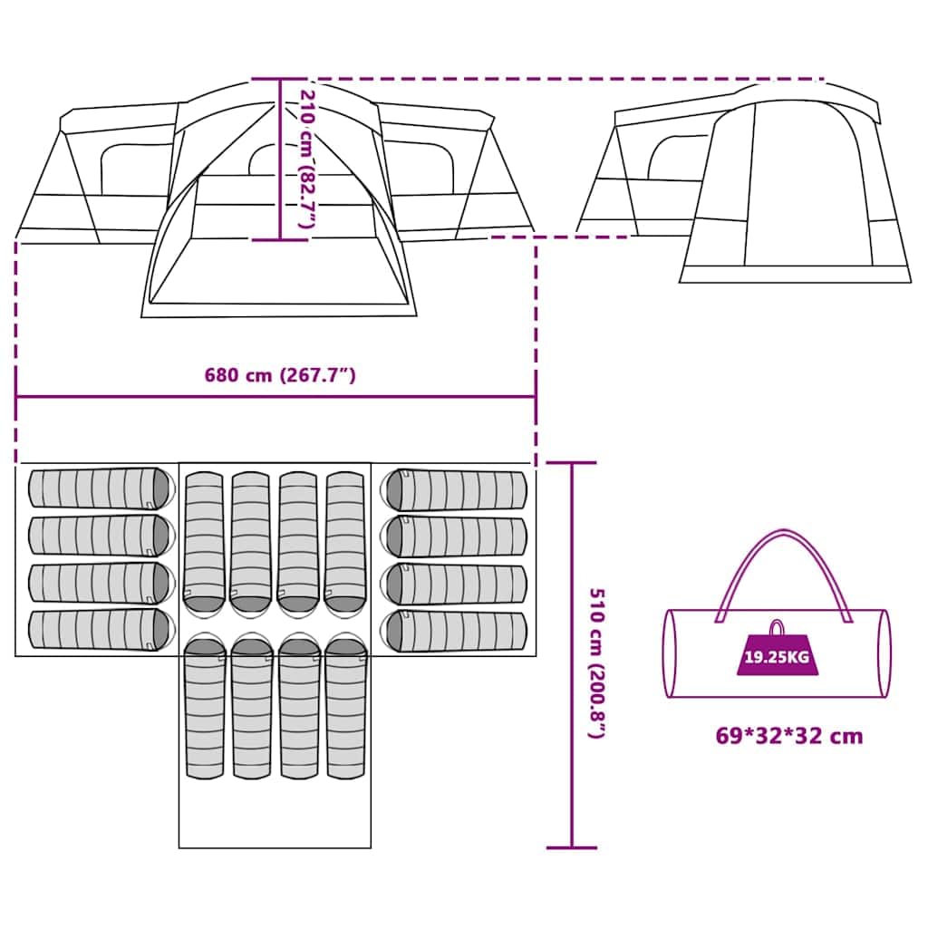 vidaXL Tenda da campeggioTenda da EsternoTenda Familiare