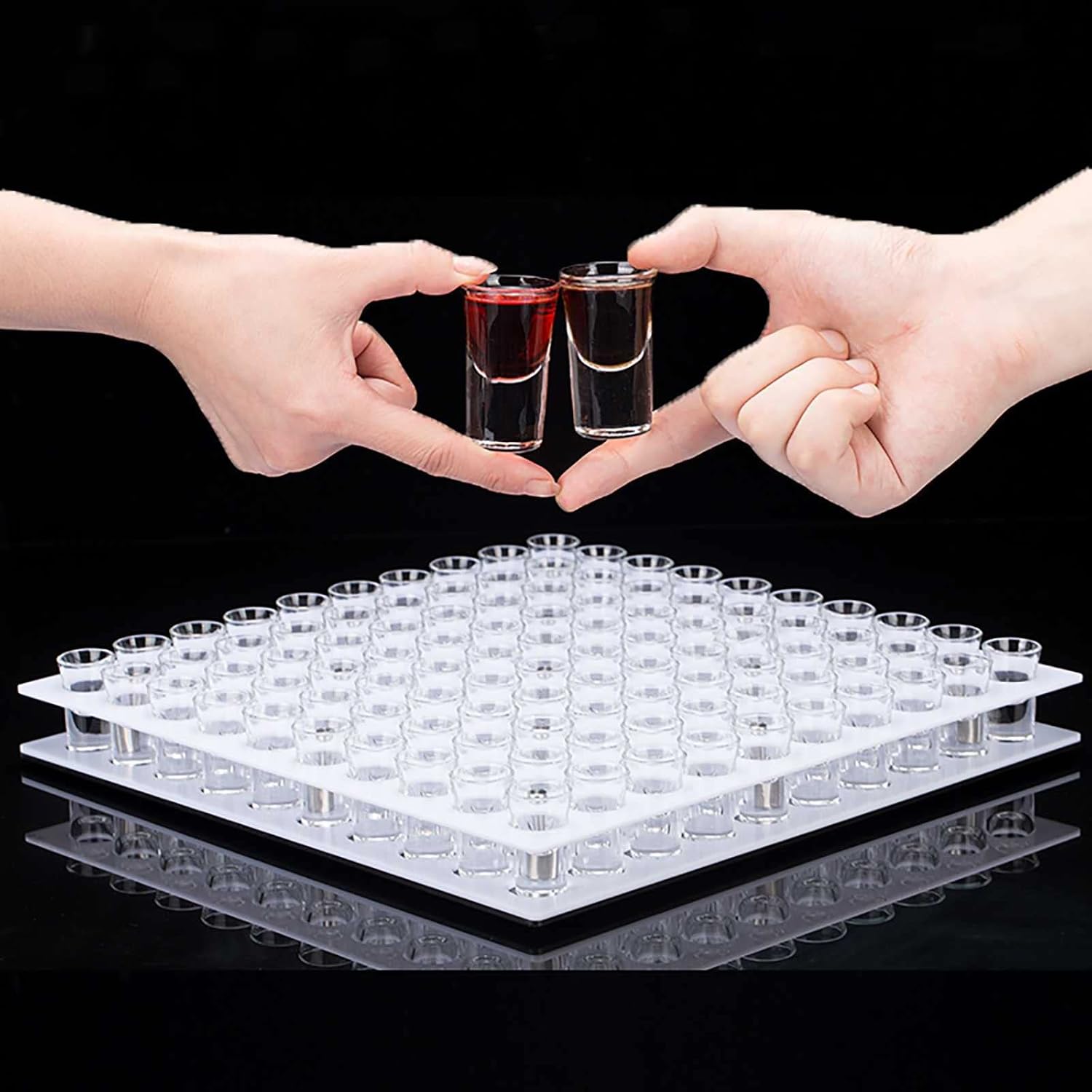 Juego De Ajedrez Gobang, Soporte para Copa De Vino Gobang con Vaso De Chupito 104 como Pieza De Ajedrez Y Tablero De Ajedrez AcríLico Transparente, para Juego De Beber para Dos