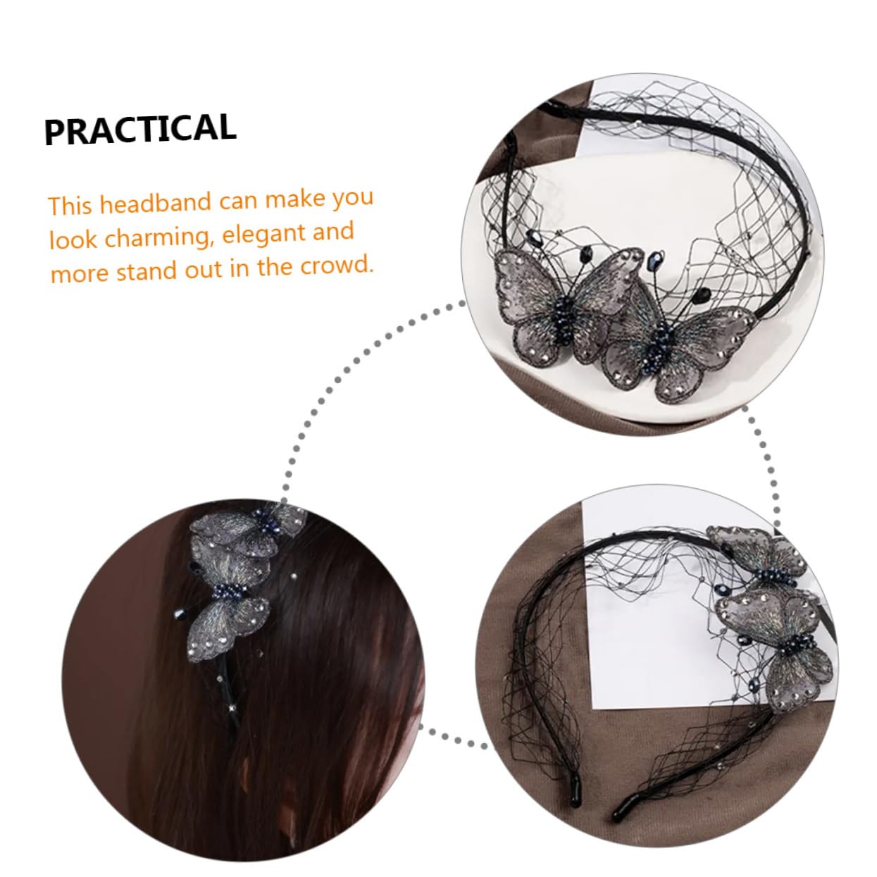 FRCOLOR 3 Piezas Diadema Con Bordada Chicas Diademas Para Cabello De Mujer Lazo Para El Pelo Con Diamantes De Imitación Diadema De Velo Tiara De Las Mujeres Pelo Lacio Venda Malla