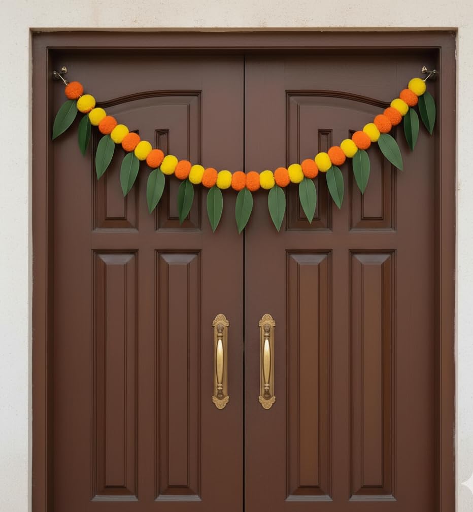 Divyakosh Mango Leaves Toran for Main Door – 1 Pc ; Size 40 Inch Artificial Marigold & Mango Leaf Bandhanwar for Entrance, Door Hanging Toran for Home Decor, Pooja Room & Diwali Decoration Items-image-40