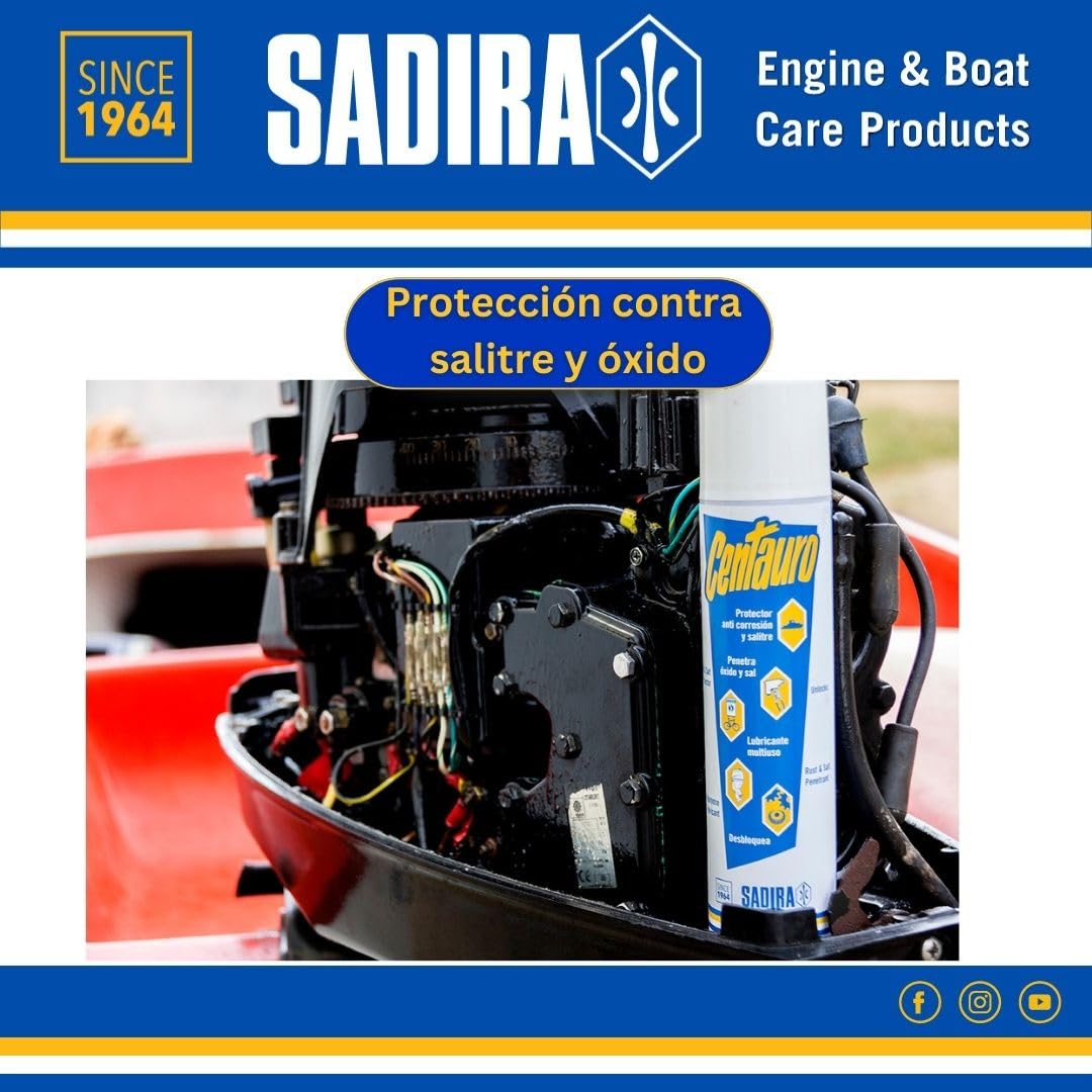Sadira | Centauro Spray 300ml Neto - 405 CC | Lubricante para Motores y Equipos Marinos | Multiusos para Barcos, Coche, Moto. Protector contra óxido y salitre