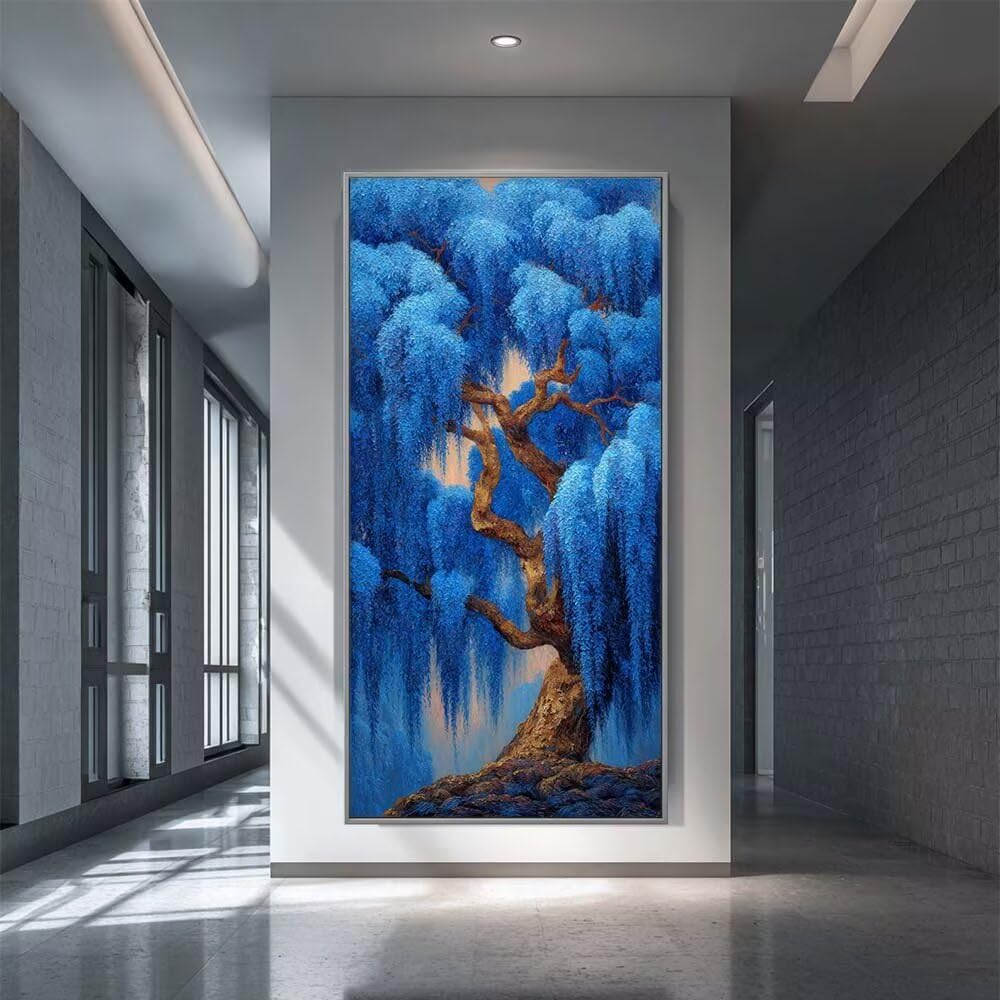 Diamond Painting Kits for Adults, 5D Diamond Art Blue Tree 80x200cm, DIY Large Fantasy Tree Dimond Art kits Adults, Full Square Drill Crystal Rhinestone Embroidery Canvas for Home Wall Decor (SQ871)